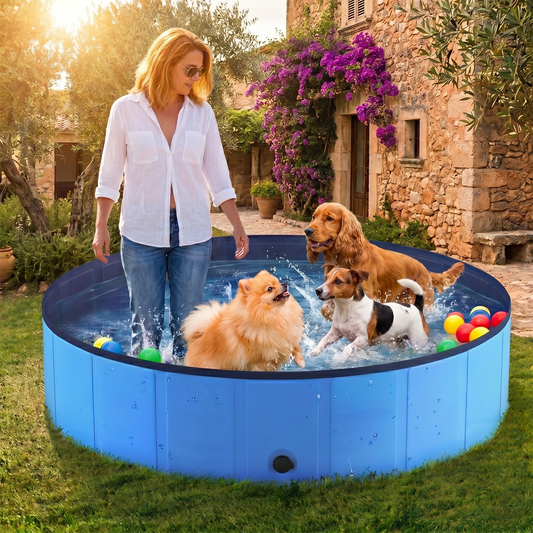 Foldable Dog Pool – dark blue, full product view