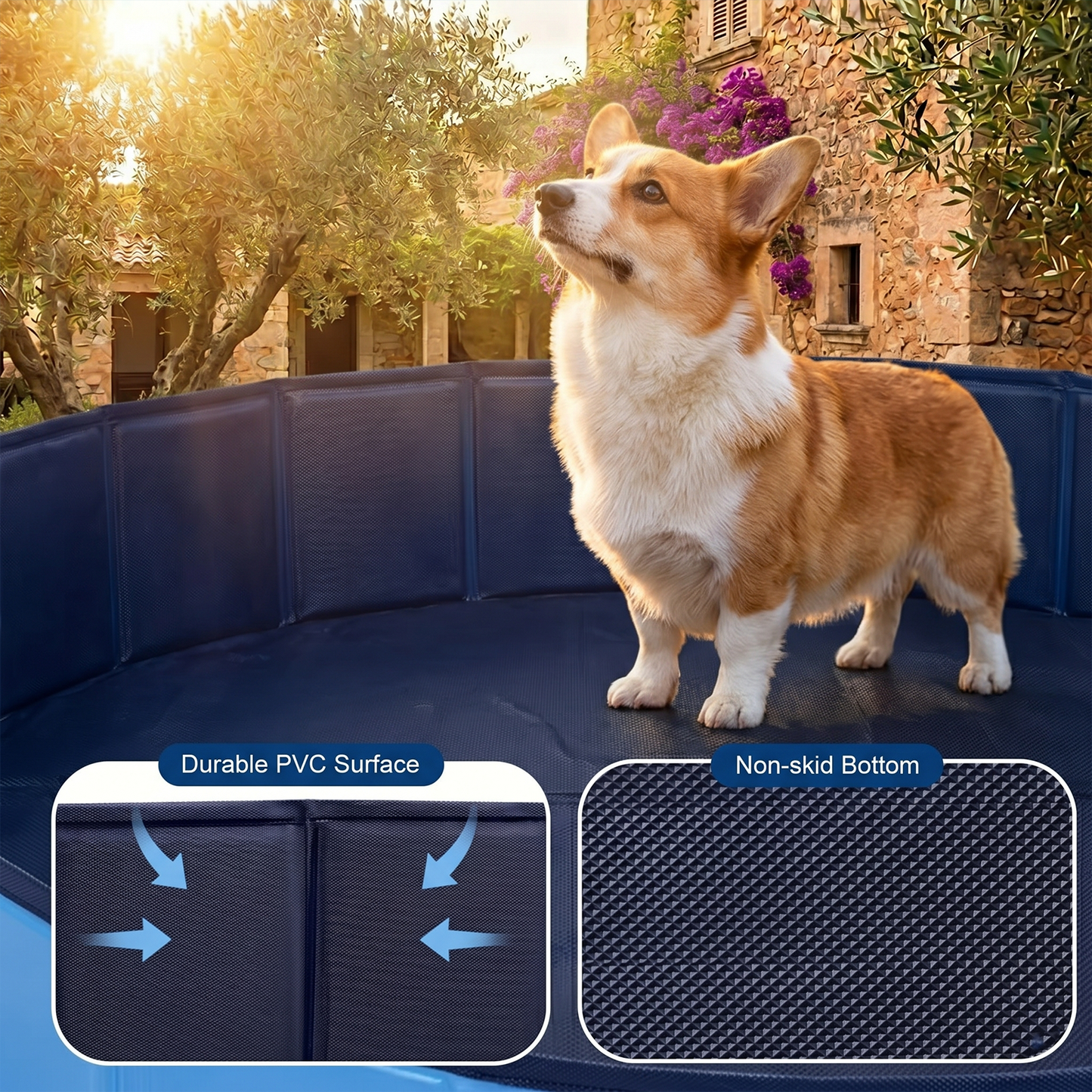 Foldable Dog Pool – folded flat for storage