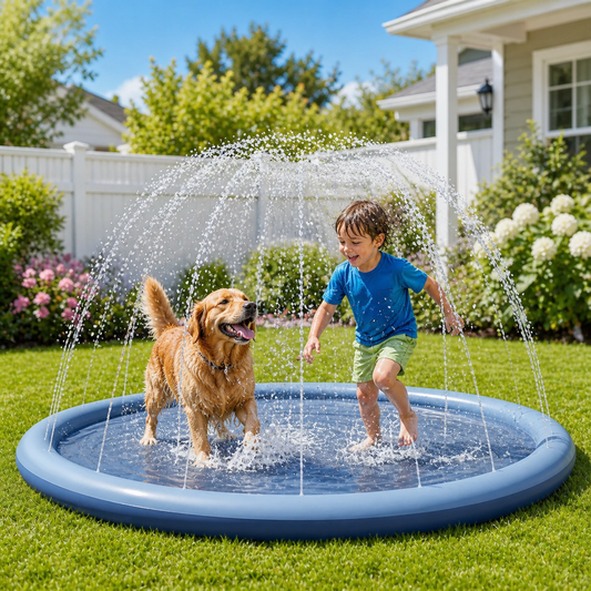 Outdoor Dog Splash Pad – Durable Summer Water Play Mat, Fun Sprinkler for Pets & Kids | Perfect for Backyard Cooldowns | 2 Sizes: 59" / 67" | Blue