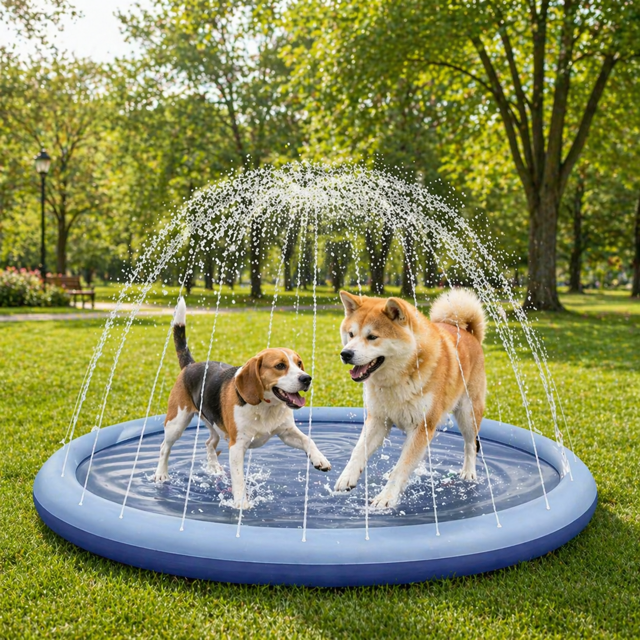 Outdoor Dog Splash Pad 67 inch blue – full product view