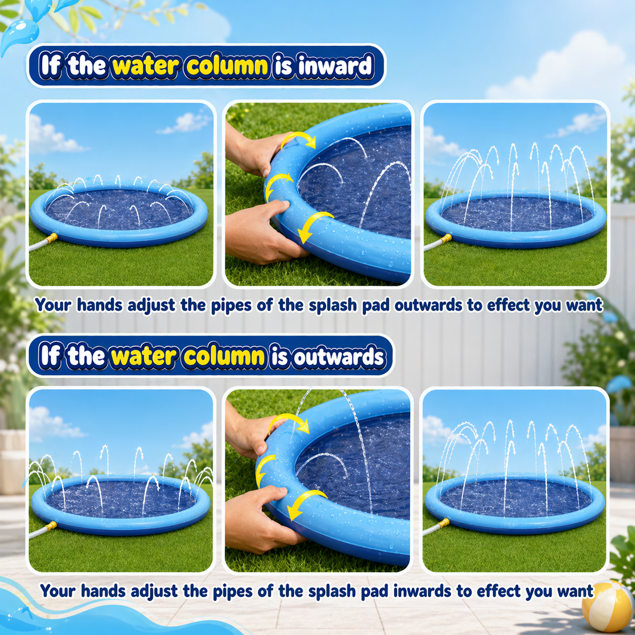 Outdoor Dog Splash Pad – size comparison 59 vs 67 inch