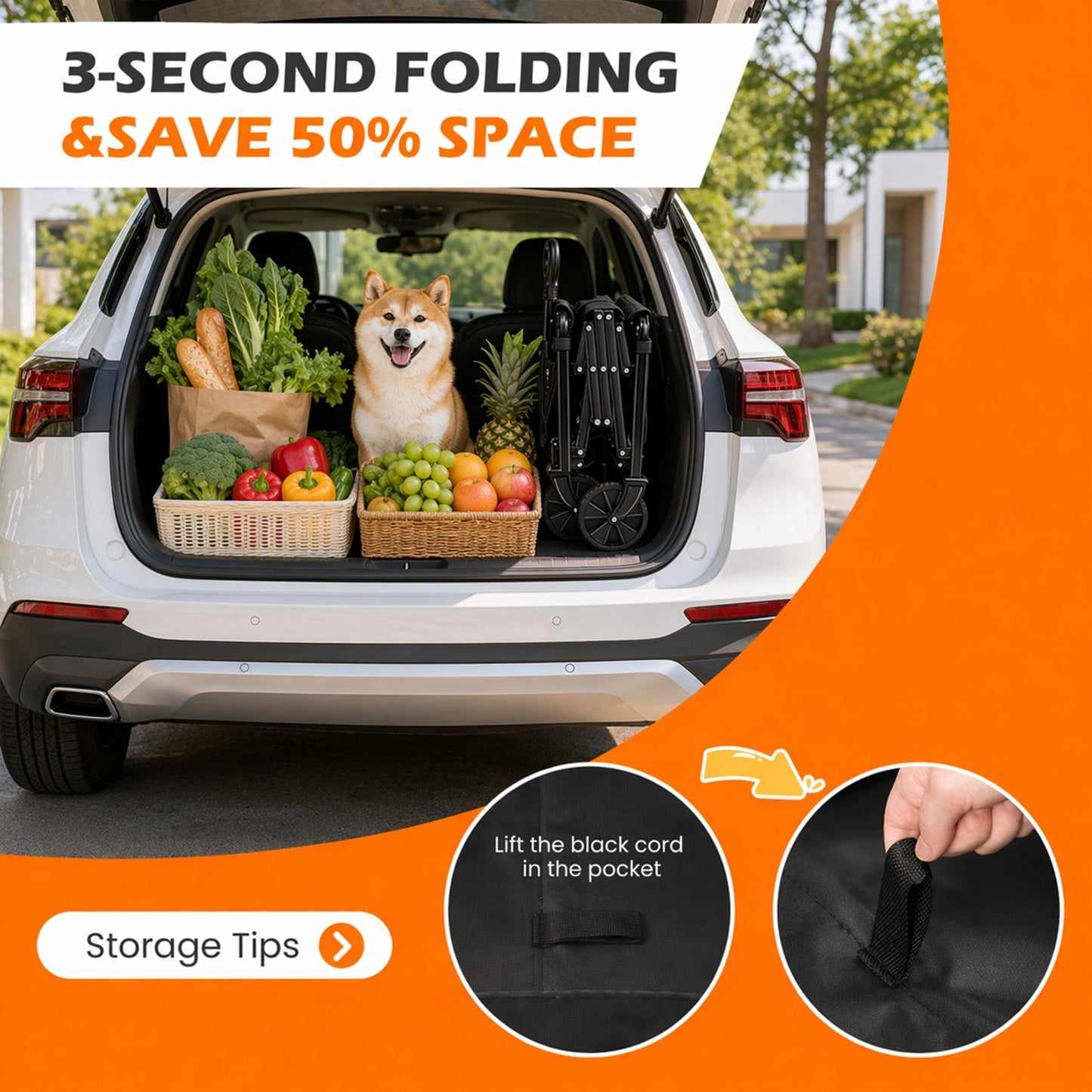 Collapsible Wagon Pet Cart – loaded with groceries and gear