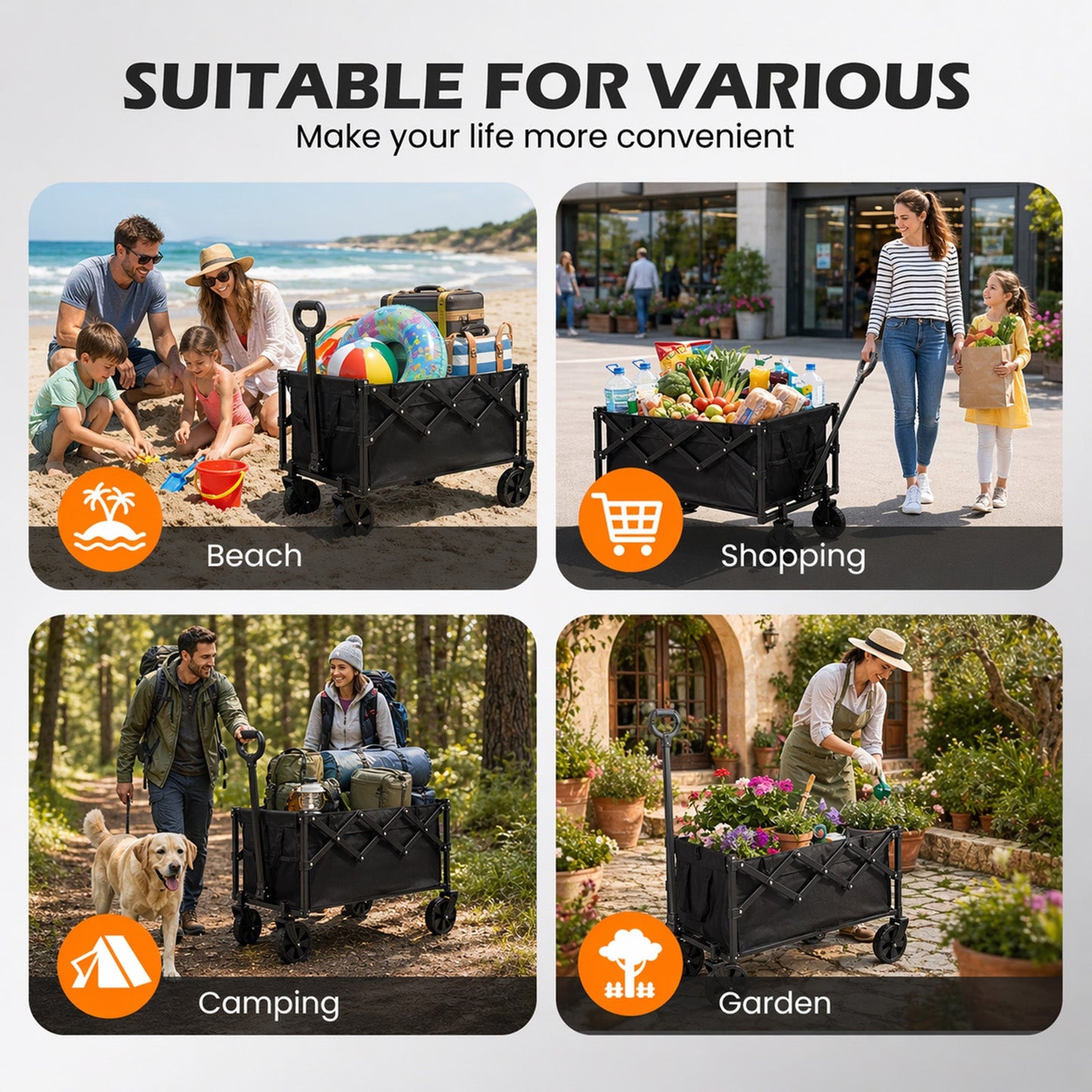 Collapsible Wagon Pet Cart – camping use on gravel path