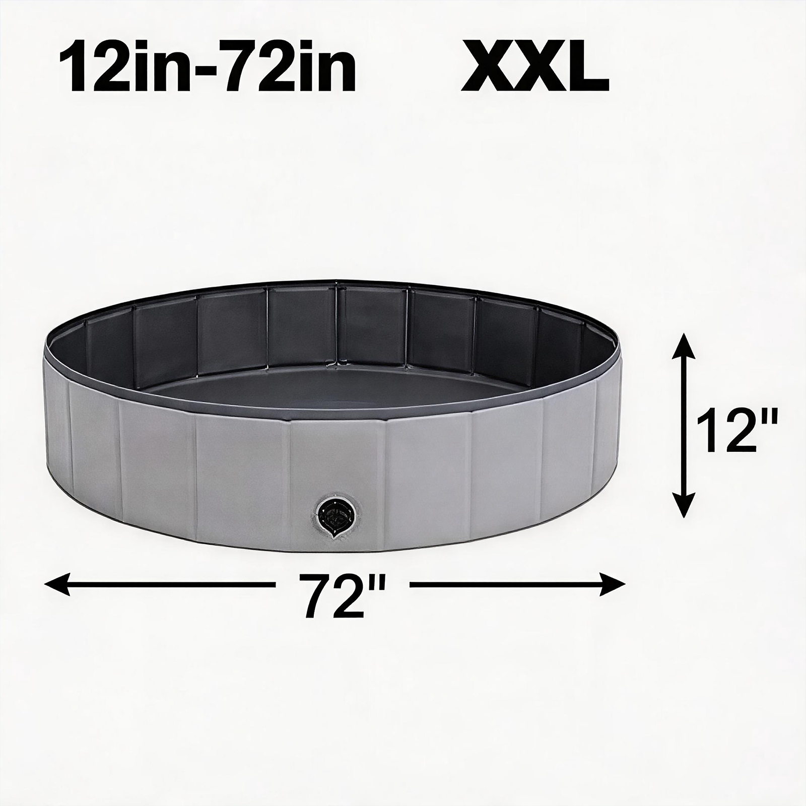 Foldable Dog Pool dark gray XXL 72 inch