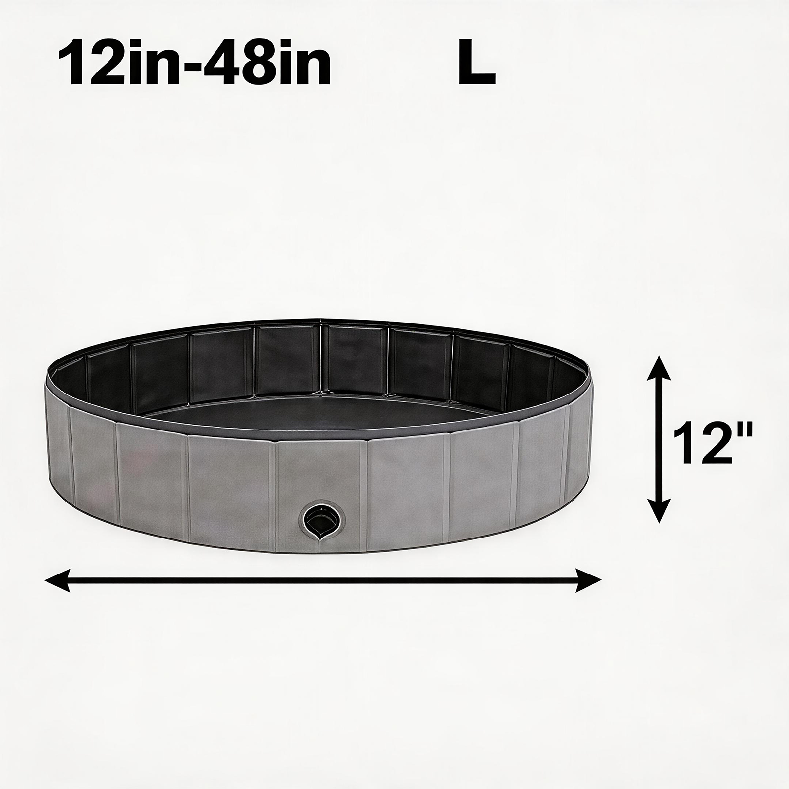 Foldable Dog Pool dark gray L 48 inch