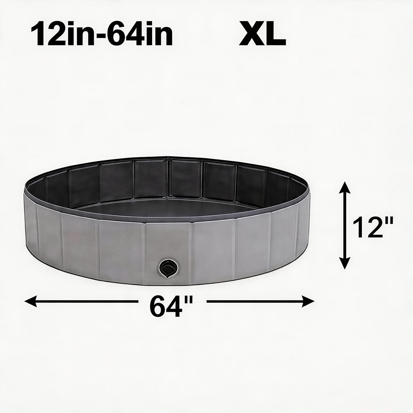 Foldable Dog Pool dark gray XL 64 inch