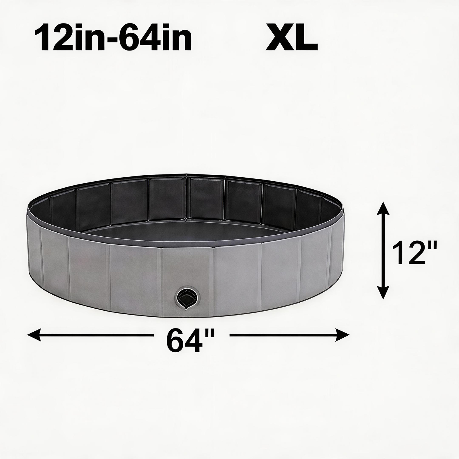 Foldable Dog Pool dark gray XL 64 inch